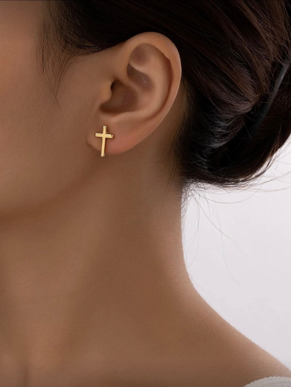 Gold plated Cross Stud Earrings