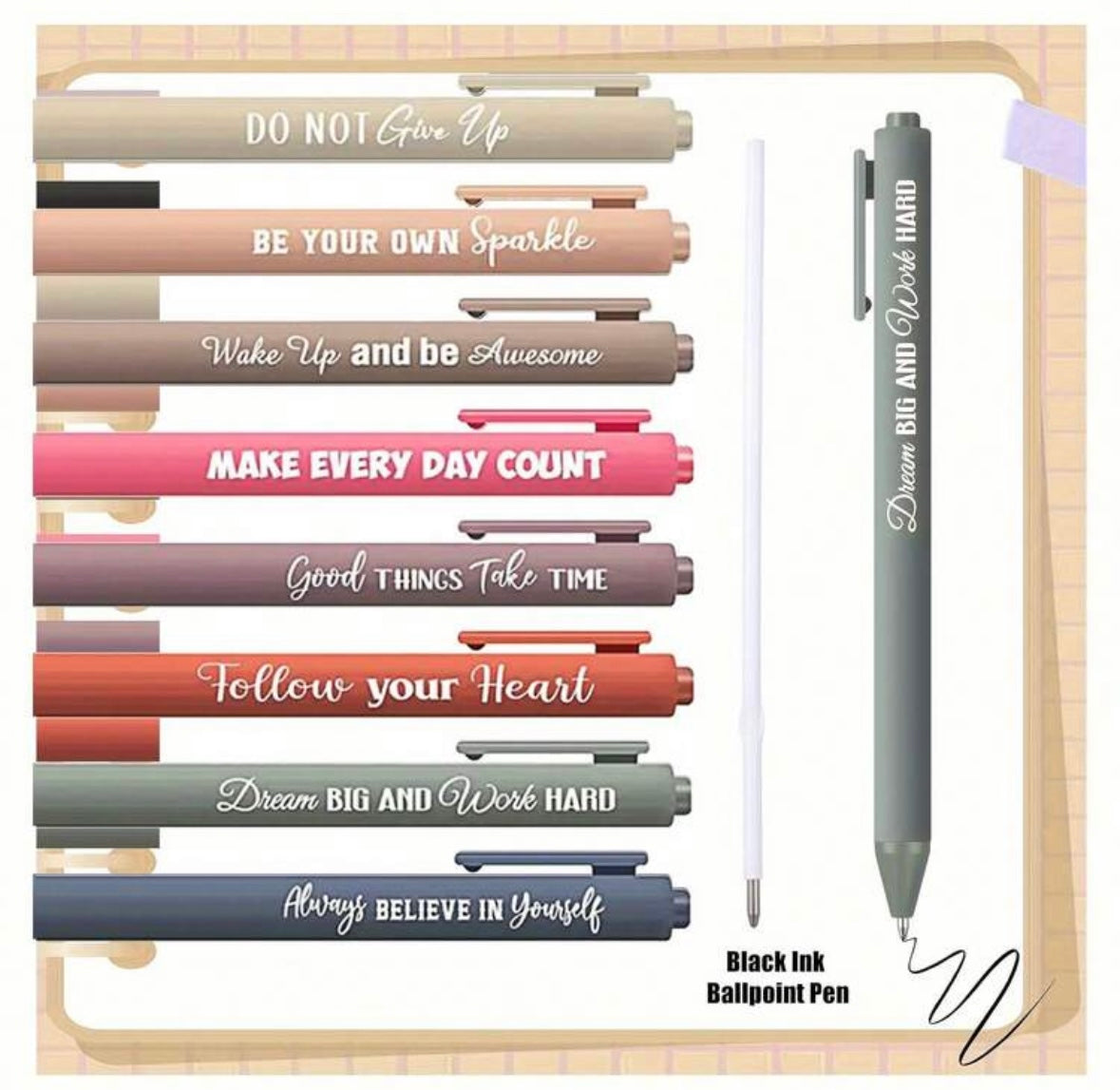 Inspirational/Motivational Ballpoints Black ink
