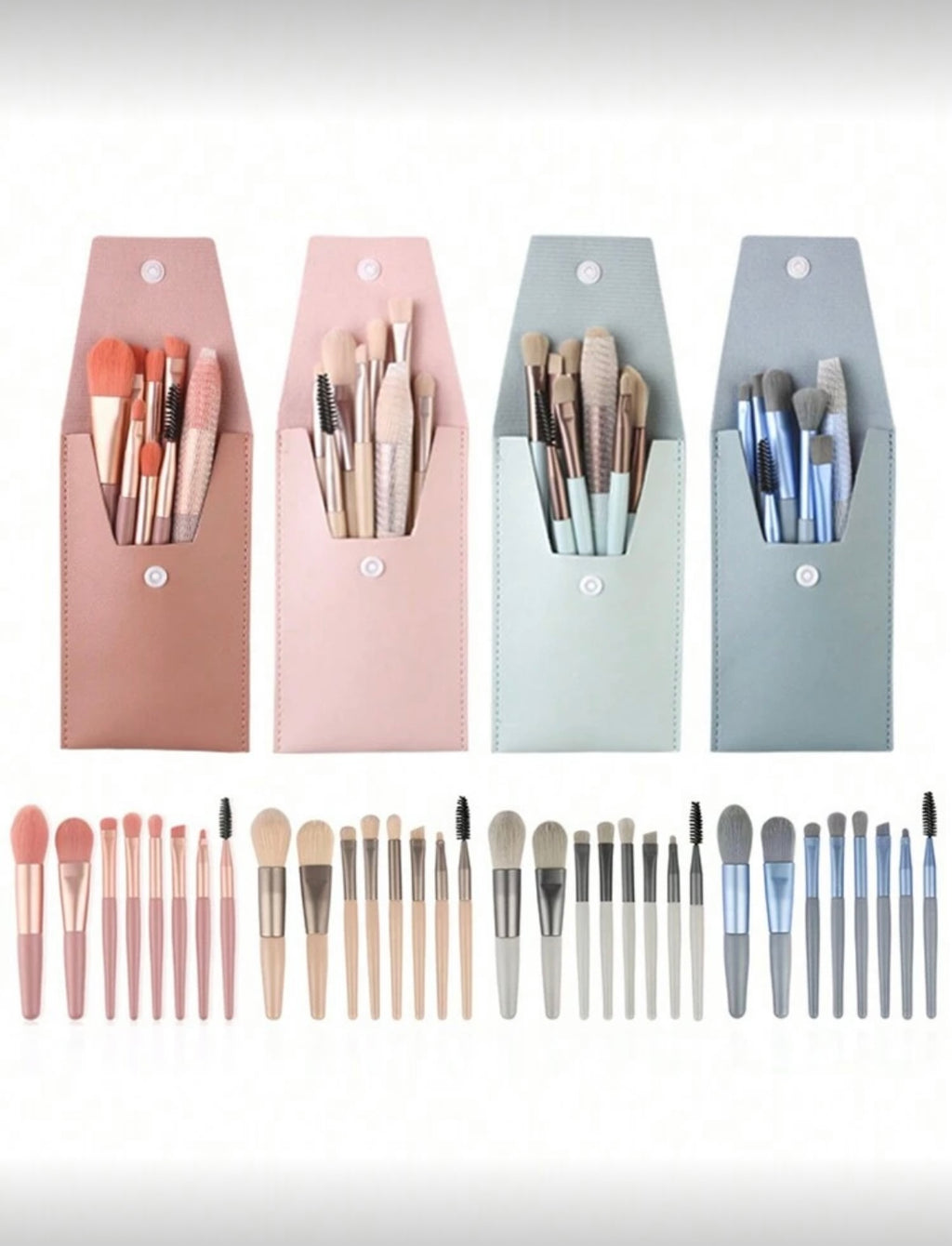 8piece Portable Makeup Brush Set, Soft Bristle Brushes