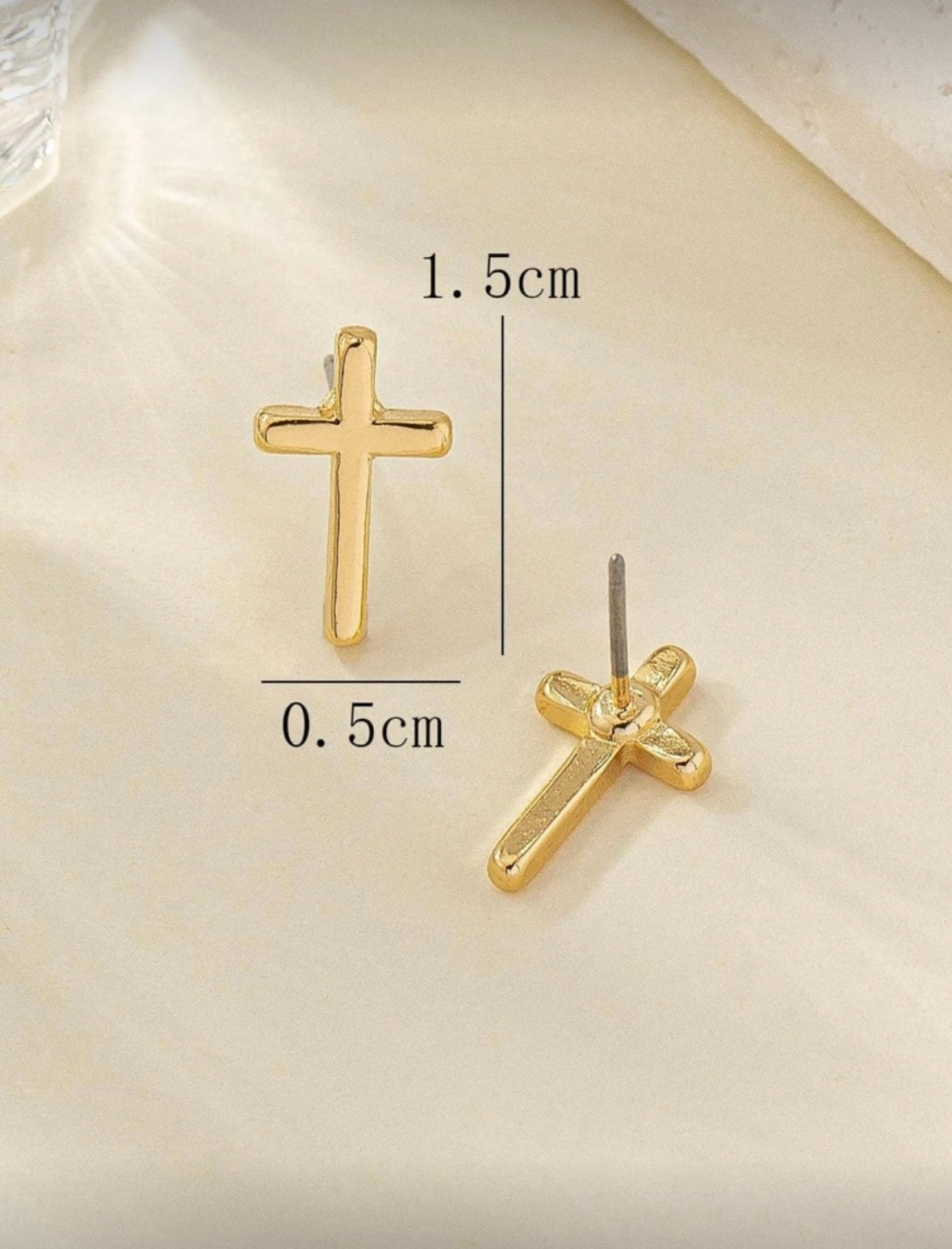 Gold plated Cross Stud Earrings