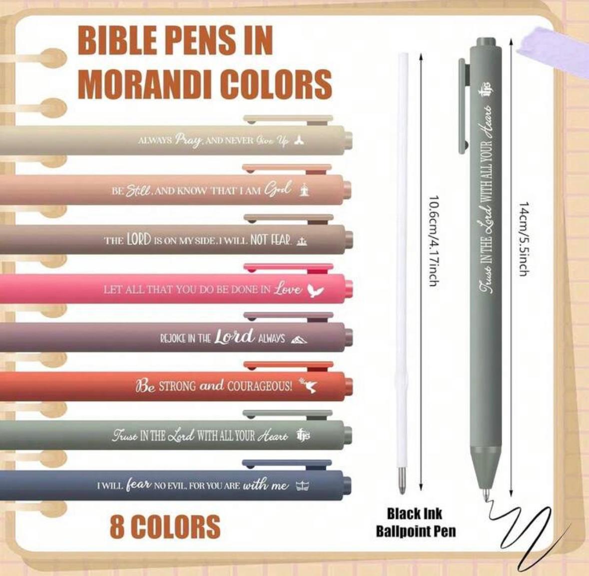 Bible Pens Various Colours - 8 Pack